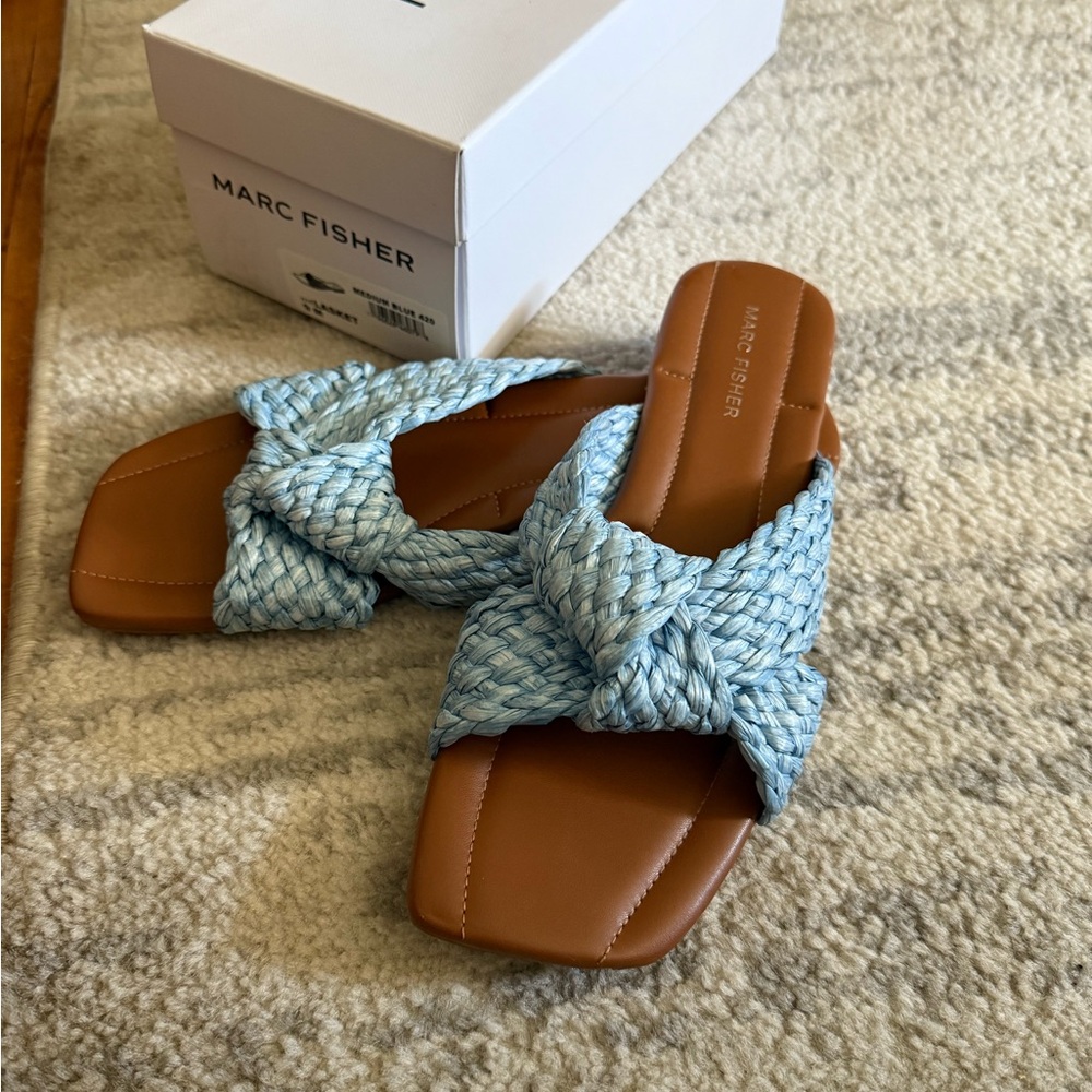 Marc Fisher Light Blue Woven Sandals